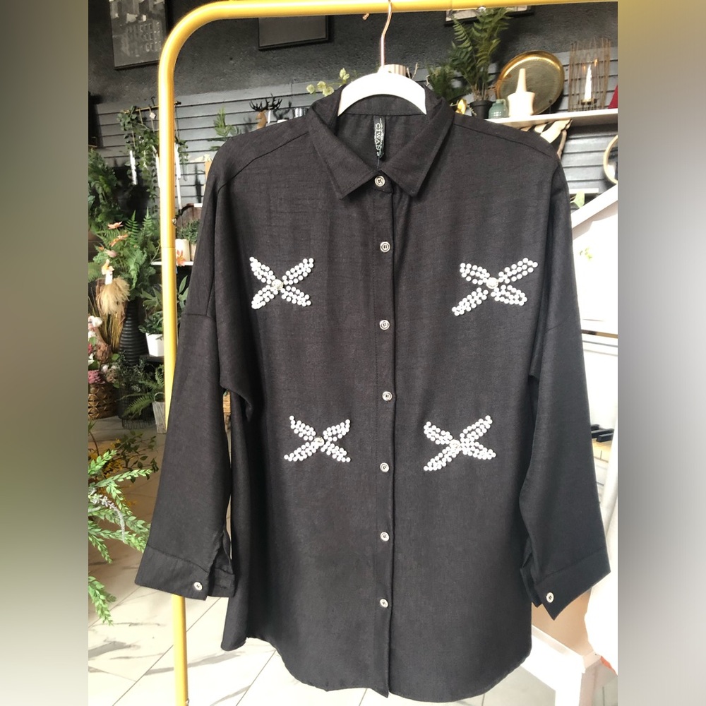Black Embellished Shirt